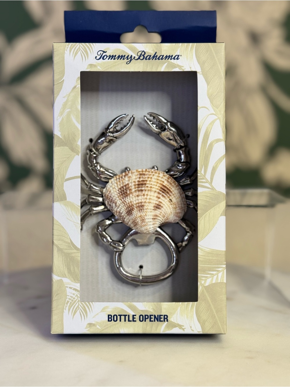 Tommy Bahama Crab Bottle Opener - Silver with Natural Shell NWT
